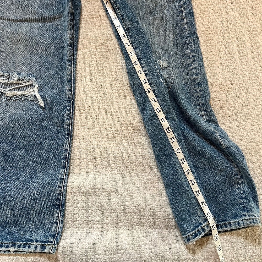 Anthropologie Pilcro Wide Leg Distressed Jeans with Sashiko Patches 16W Plus - Picture 13 of 16